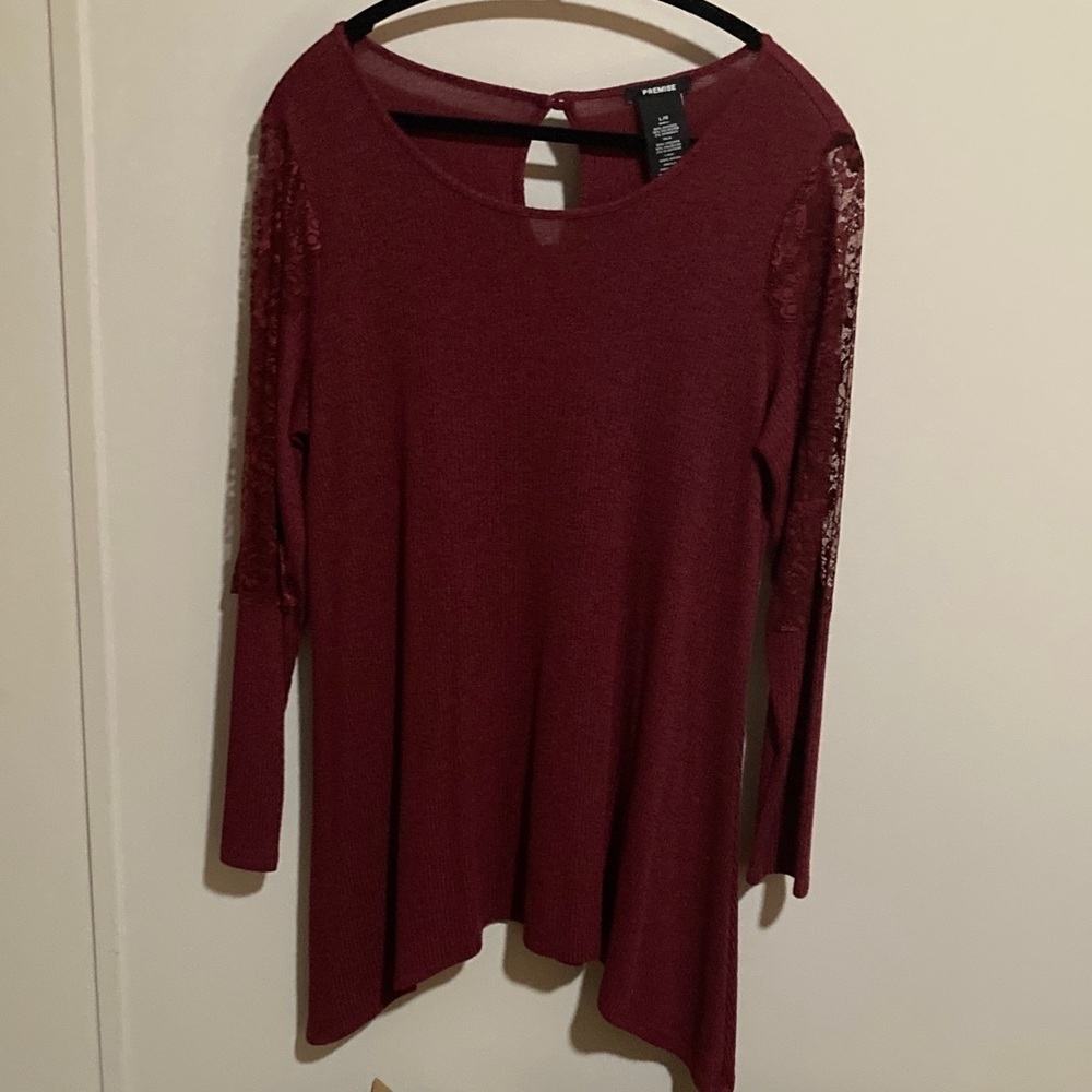 Premise Maroon Lace Accent Tunic